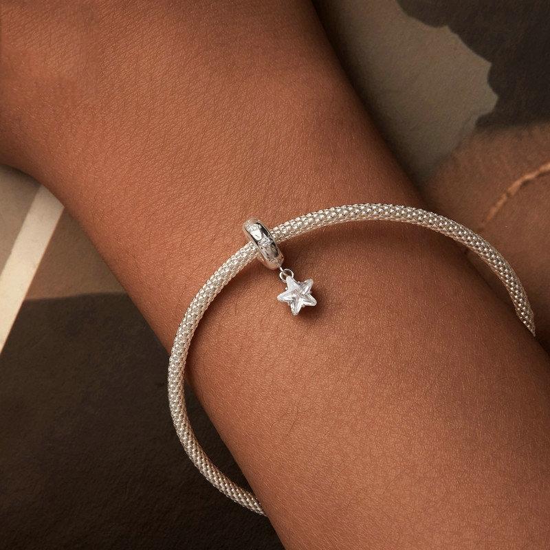 925 Sterling Silver Platinum Plated Starlight Five Pointed Star Diy Beads 7