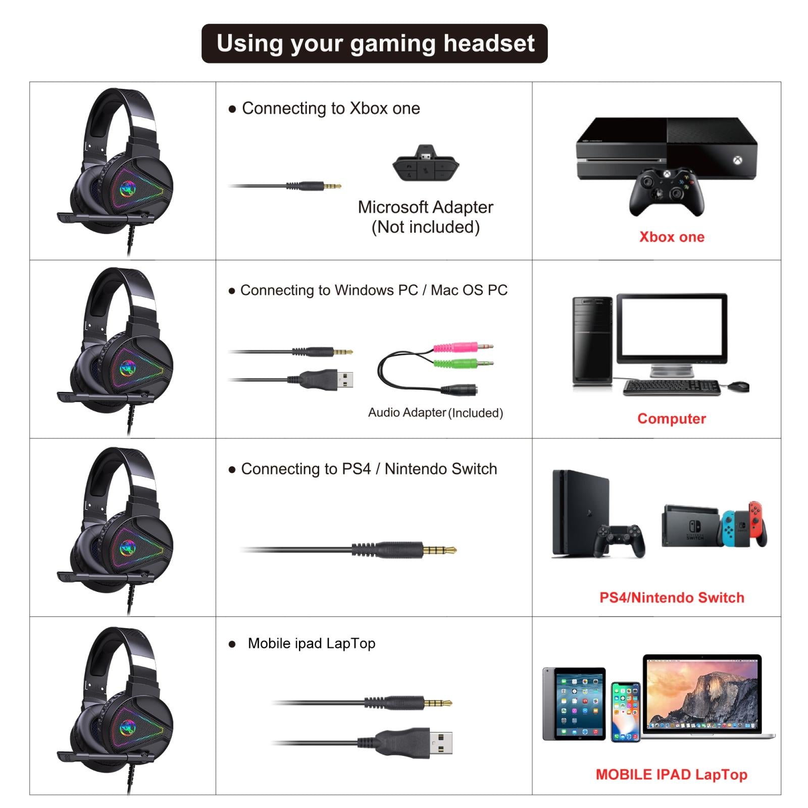 Rgb Stereo Gaming Headset With Mic Black 10