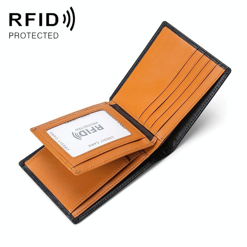 Leather Rfid Blocking Tri-fold Wallet - Brown 10