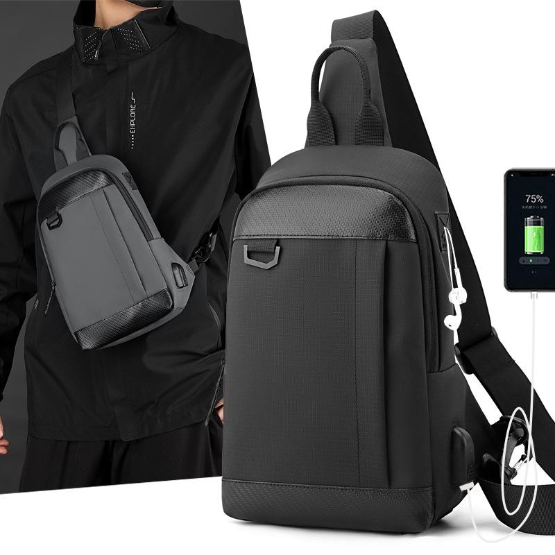Waterproof Men Chest Bag Multifunctional Shoulder Crossbody For Riding And Casual Use - Black 3