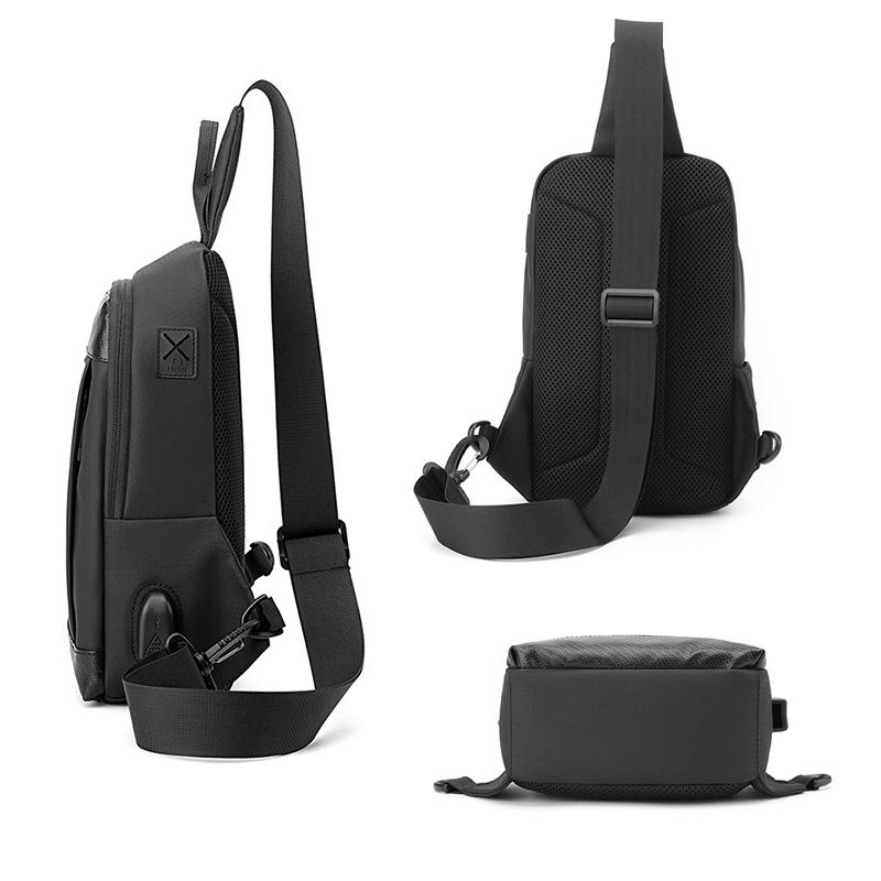 Waterproof Men Chest Bag Multifunctional Shoulder Crossbody For Riding And Casual Use - Black 6