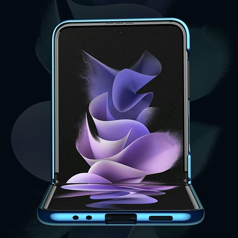 For Samsung Galaxy Z Fold4 5G Leather Folding Phone Case - Electroplated Finish - Black 5