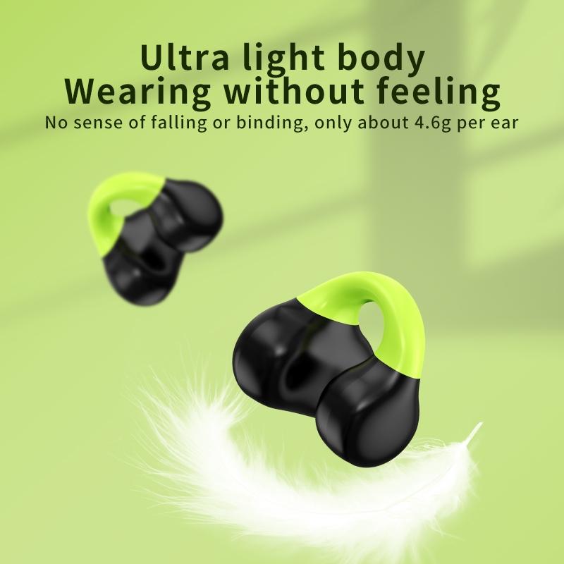 Wireless Clip-on Earphones with Charging Case - Black + Green 4