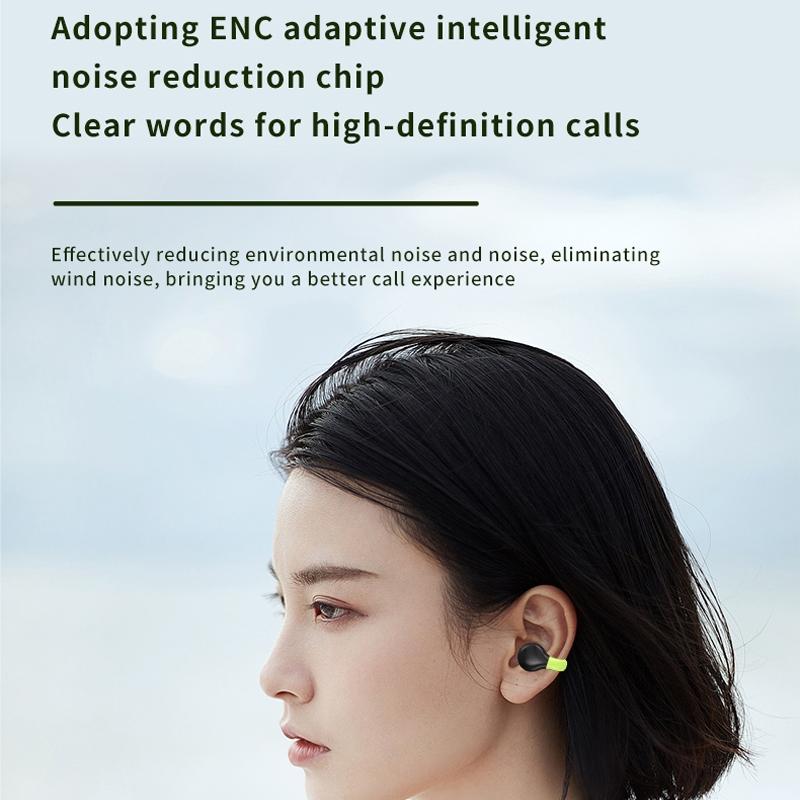 Wireless Clip-on Earphones with Charging Case - Black + Green 10