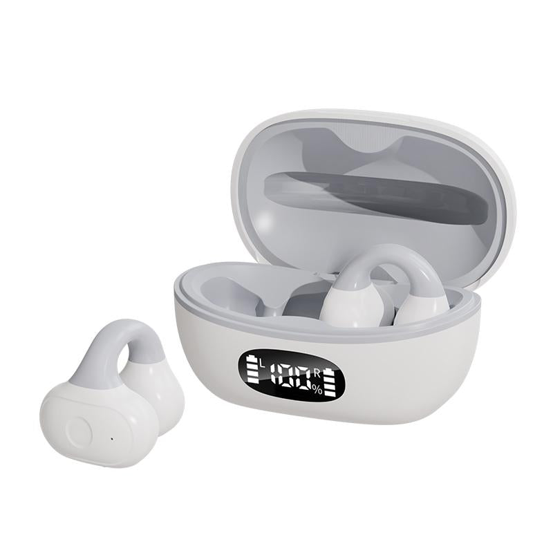Wireless Clip-on Earphones with Charging Case - Black + Green 15