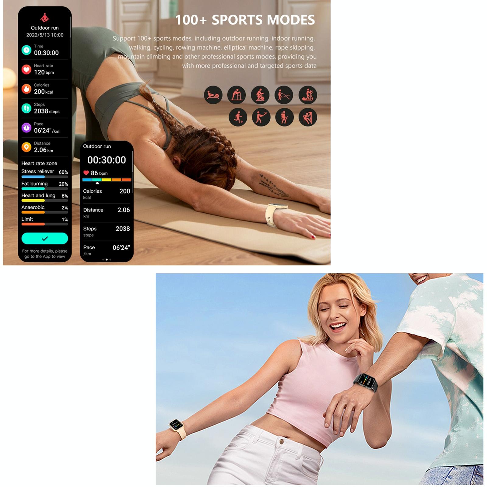 1.83 Inch Bt5.2 Smart Sport Watch Support Sleep / Heart Rate / Blood Oxygen / Temperature / Heart Sugar / Blood Pressure Health Monitor - Black 12