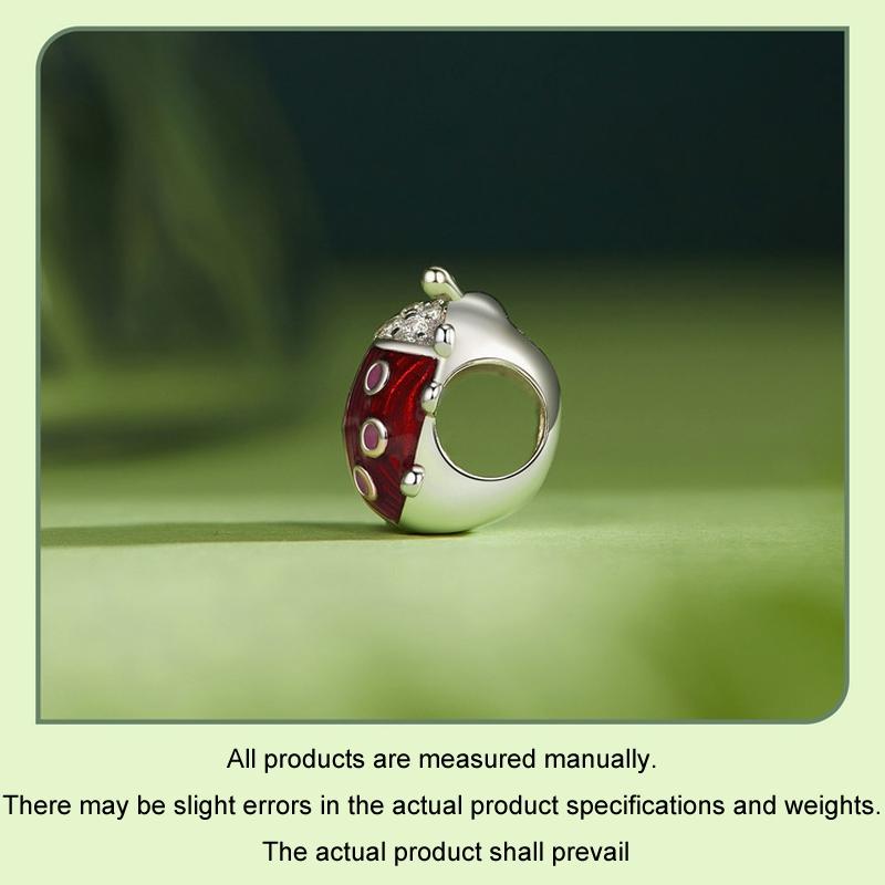 925 Sterling Silver Zircon Luminous Ladybug Beads 5