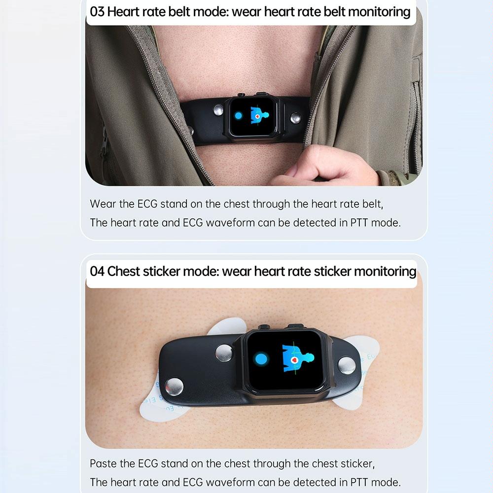 1.91 Inch Waterproof Ecg Smart Watch With Silicone Band Ip68 - Black 6