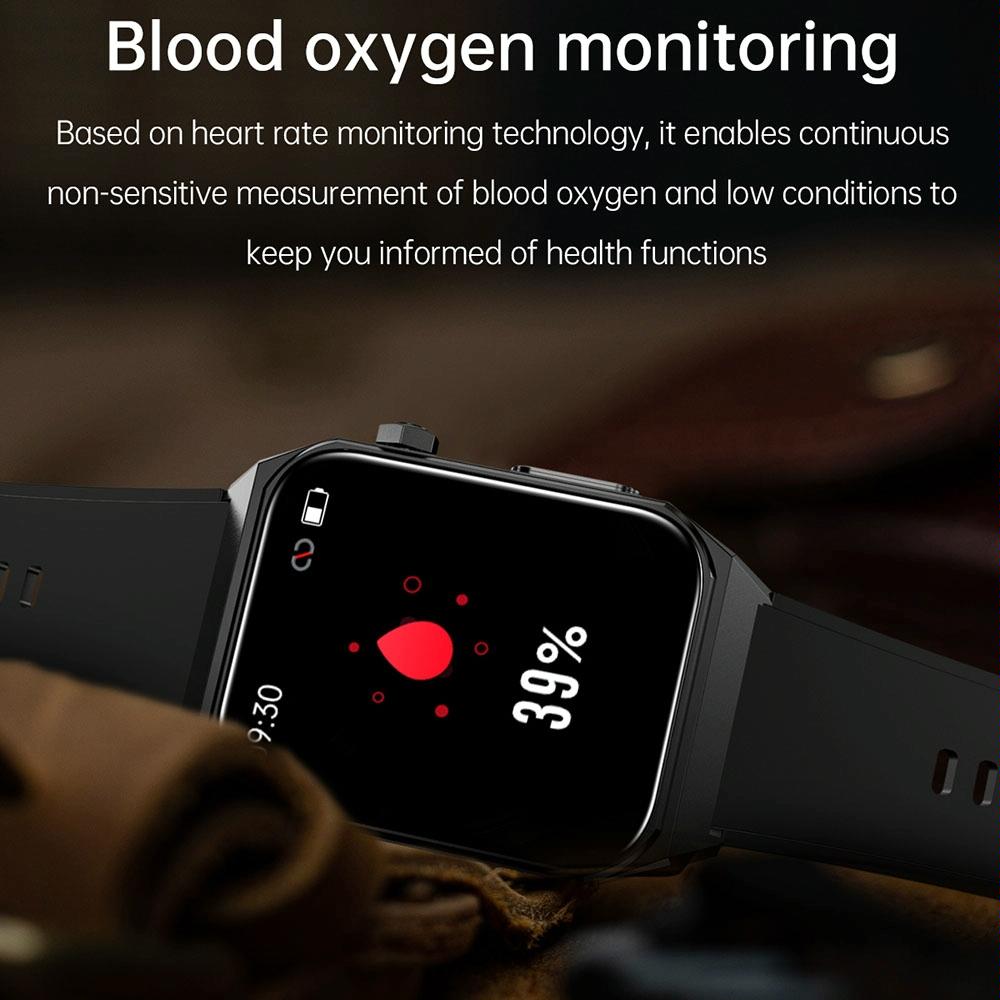 1.91 Inch Waterproof Ecg Smart Watch With Silicone Band Ip68 - Black 8