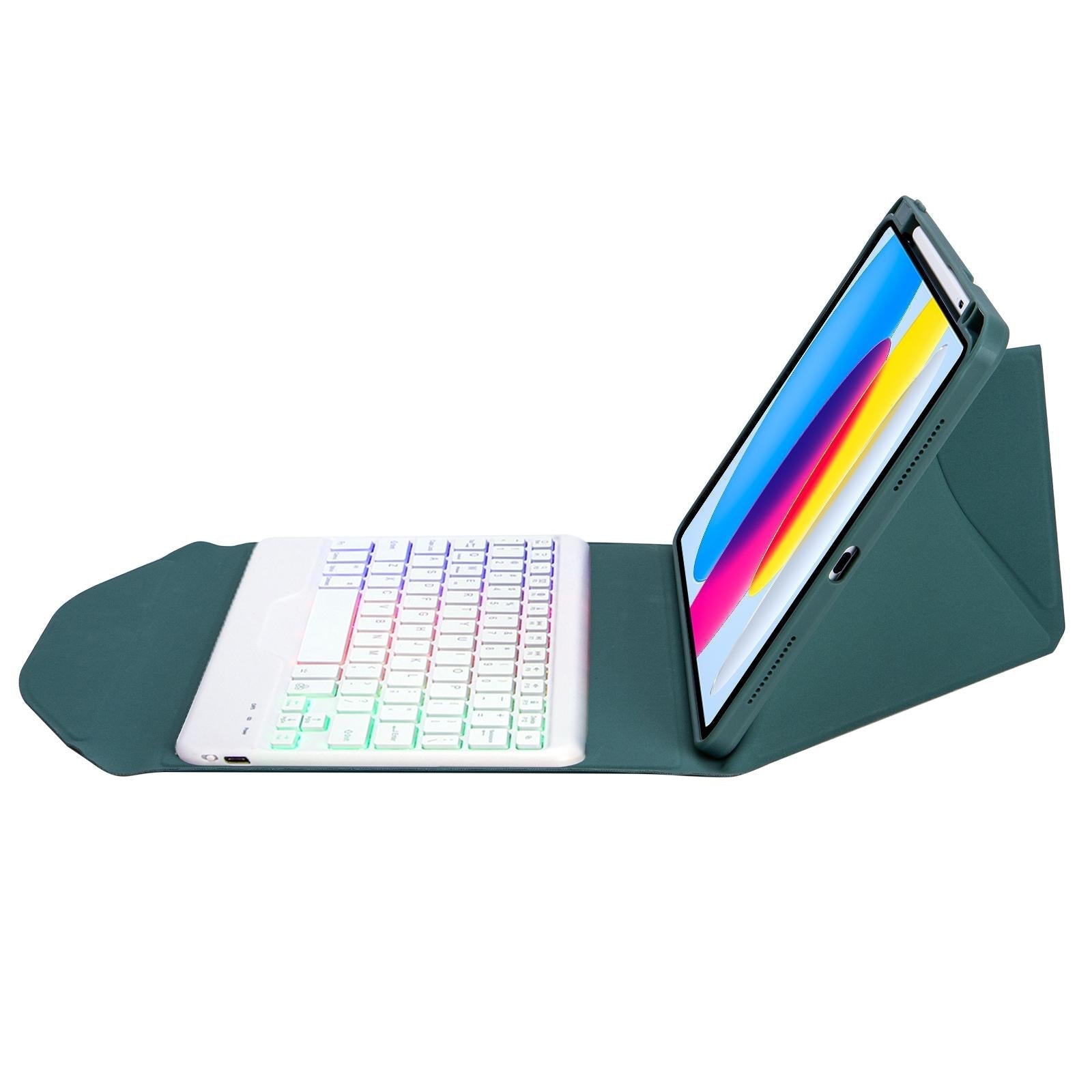 Bluetooth Keyboard Leather Tablet Case With Pen Slot And Backlight - Black 12