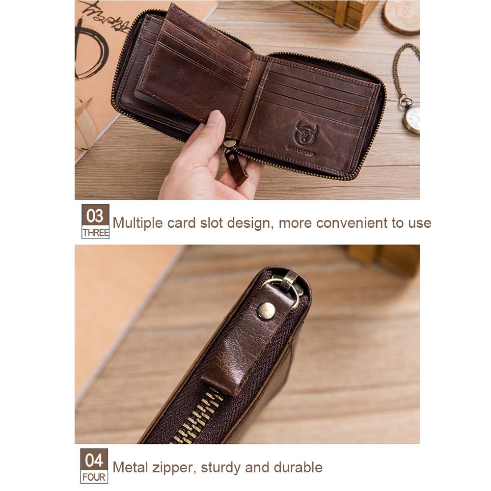Zippered Cowhide Card Holder with Rfid Protection - Black 4