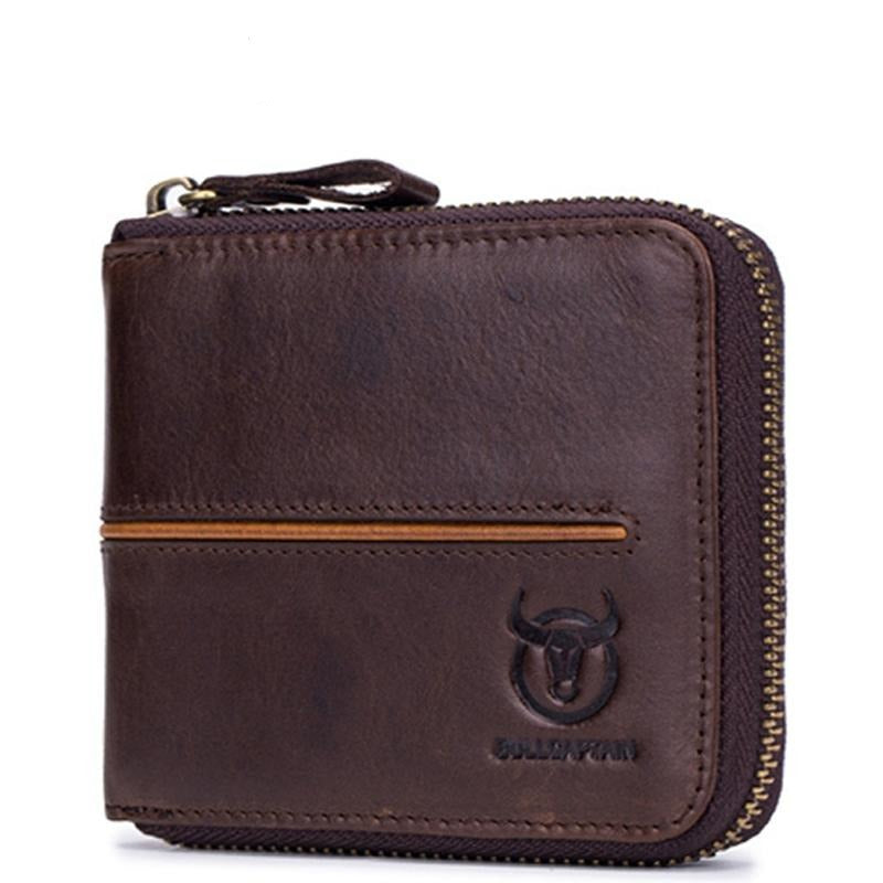 Zippered Cowhide Card Holder with Rfid Protection - Black 9
