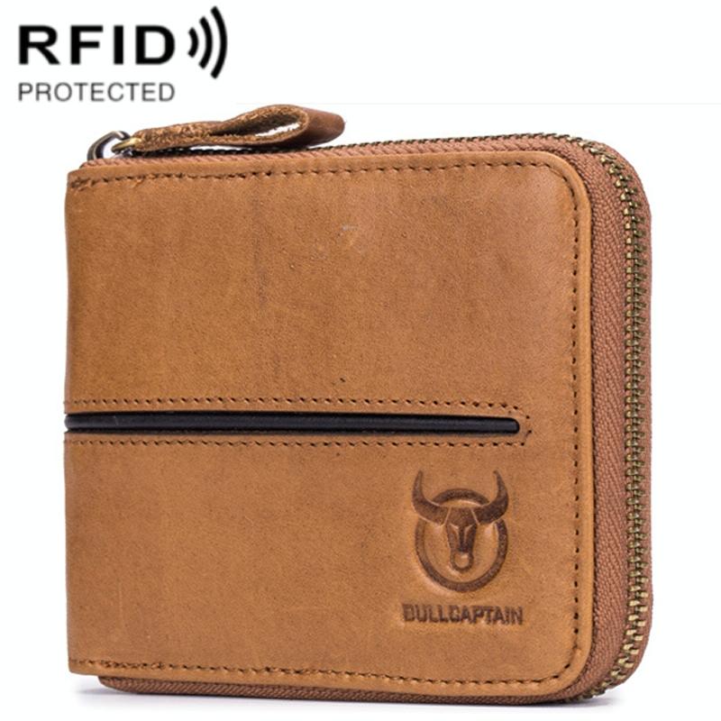 Zippered Cowhide Card Holder with Rfid Protection - Black 11