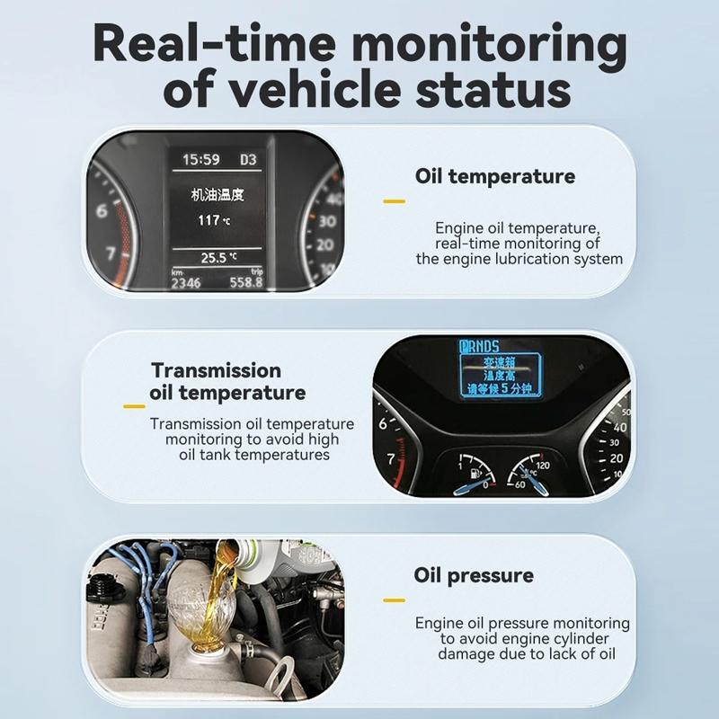 Vehicle Obd Head Up Display Multi Function Instrument For Oil Temp & Gearbox Monitoring - S100 8