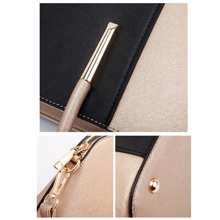 Stylish 4-in-1 Diagonal Handbag with Large Capacity - Black Gold 5