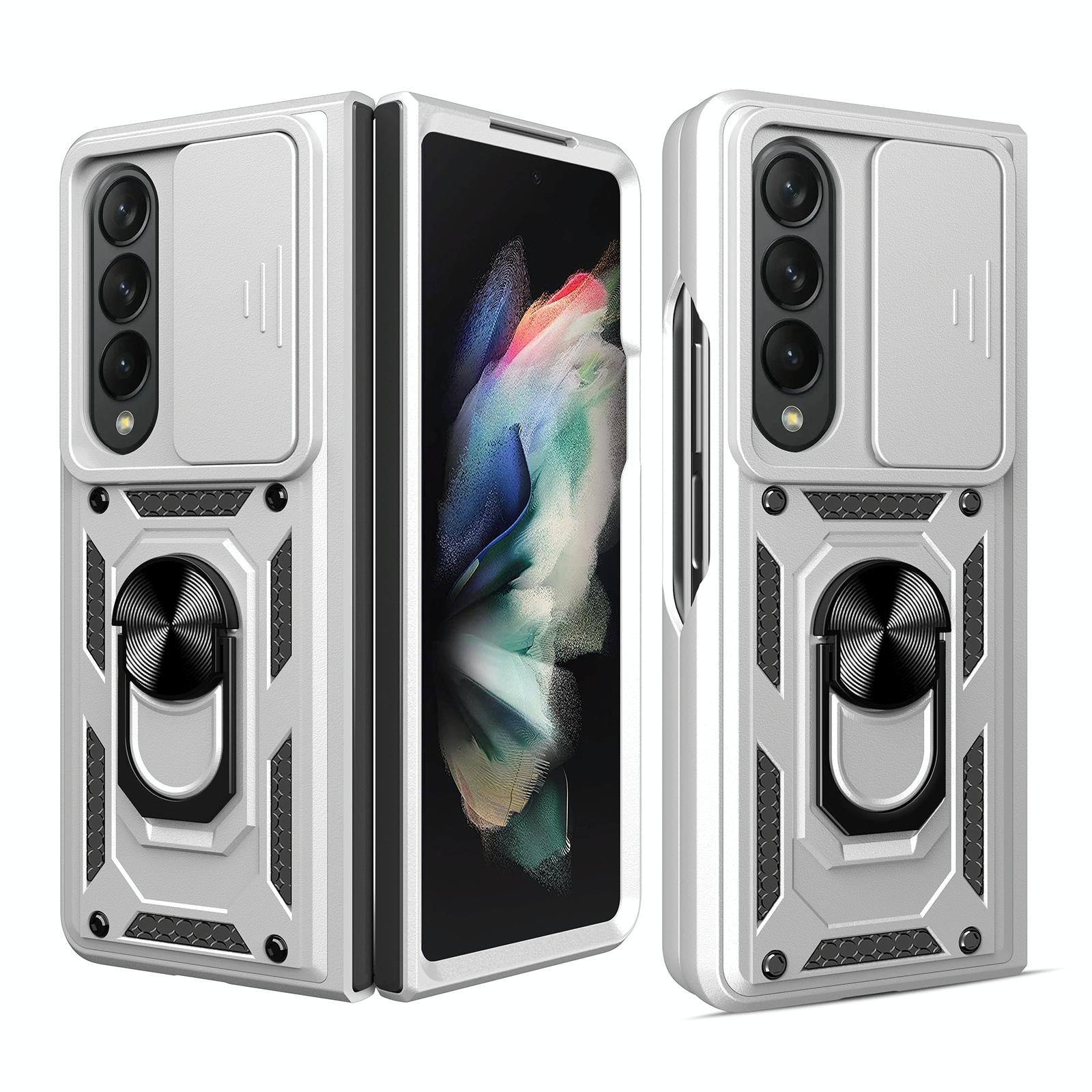 For Samsung Galaxy Z Fold4 5G Tpu Pc Case With Sliding Camera Cover - Silver