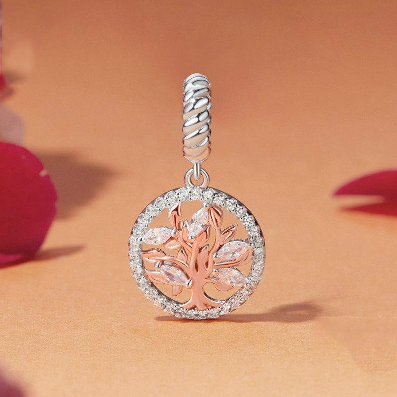 925 Sterling Silver Rose Gold Tree Of Life Pendant 3