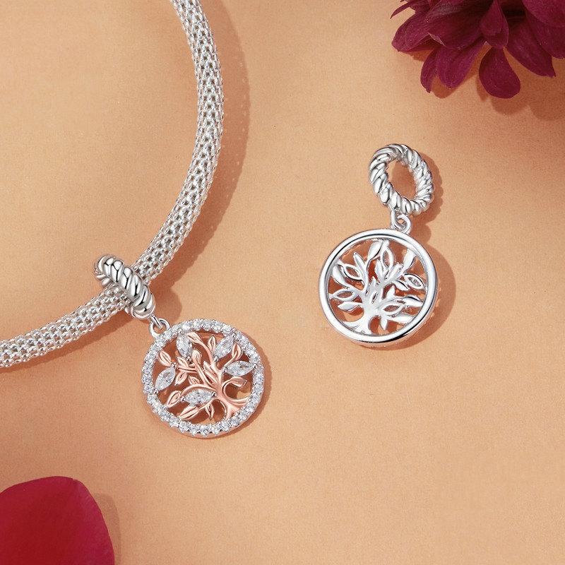 925 Sterling Silver Rose Gold Tree Of Life Pendant 4