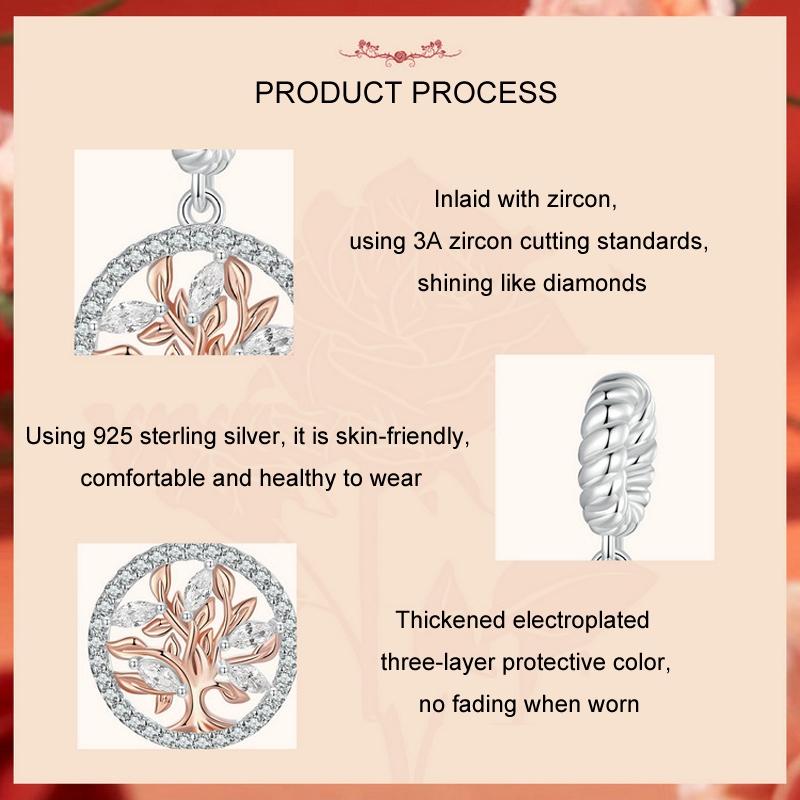 925 Sterling Silver Rose Gold Tree Of Life Pendant 5