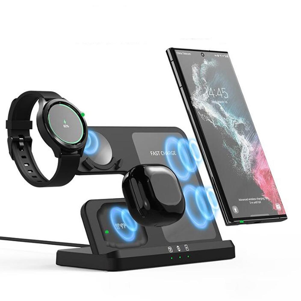 3 In 1 Wireless Charger For Mobile Phone Watch And Earphones Black 4