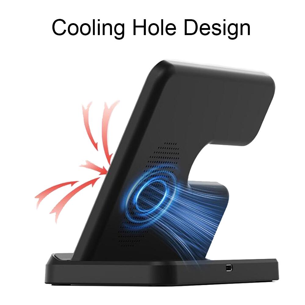 3 In 1 Wireless Charger For Mobile Phone Watch And Earphones Black 5