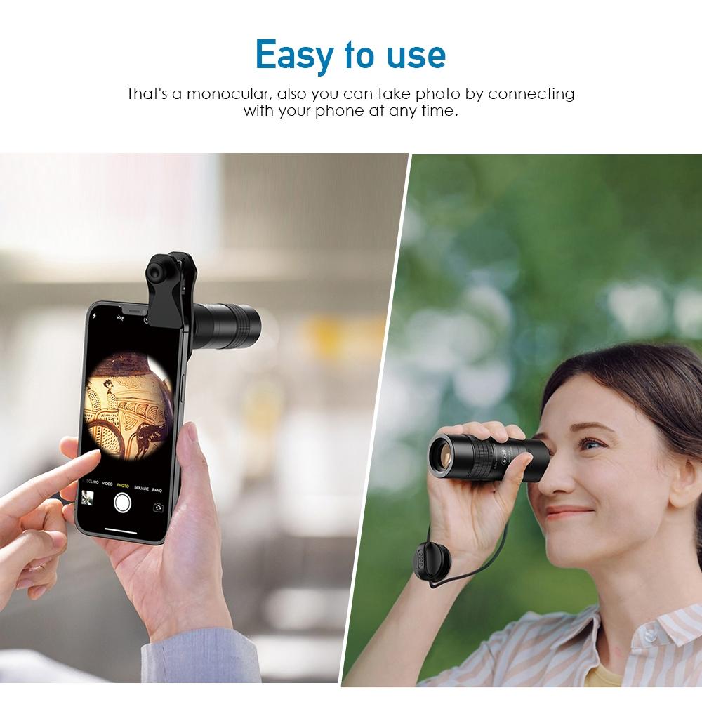 Closest Focus Monocular For Smartphones - 6X Optics Lens - 0.3M - Black 7