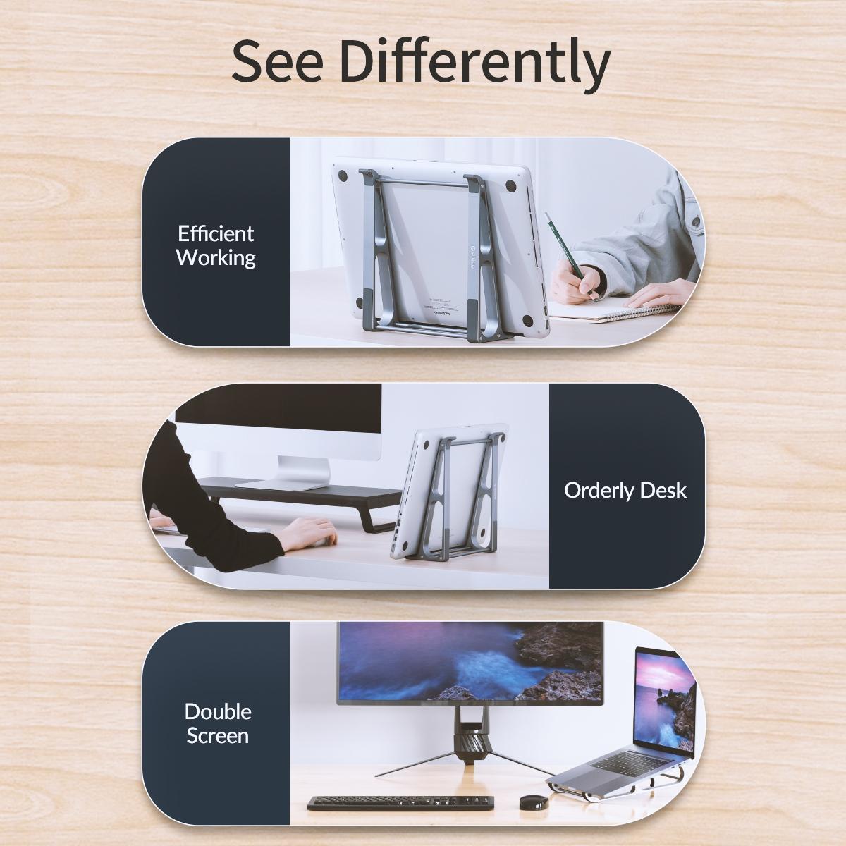 Vertical Laptop Storage Holder - Grey Multi-functional 3