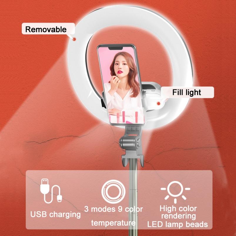 Wireless Led Double Fill Light Selfie Stick with Tripod for Live Streaming 6