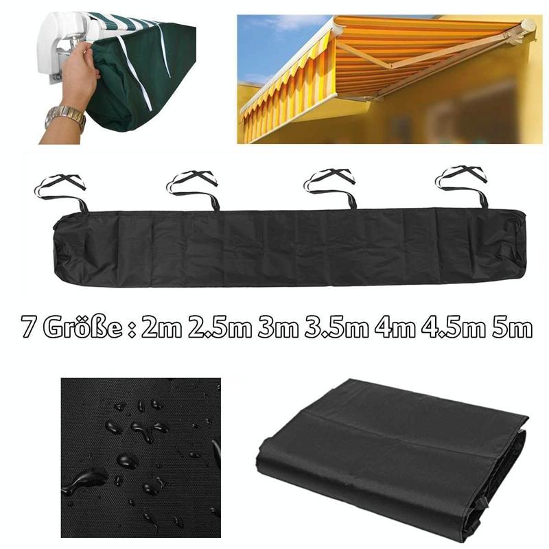 2m Waterproof Retractable Canopy Awning Cover for Outdoor Patio - Dustproof Protection - Black 8