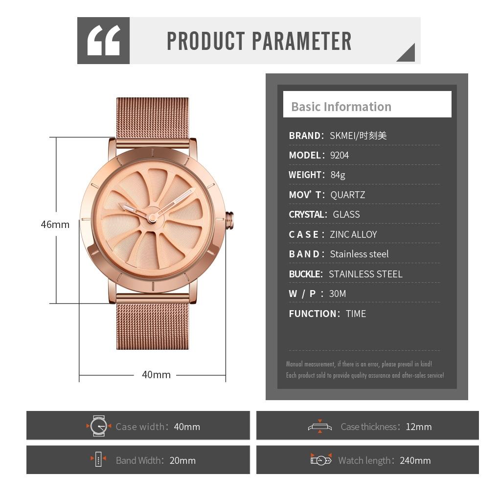 Stylish Skeleton Dial Waterproof Men Watch with Mesh Strap - Rose Gold 9