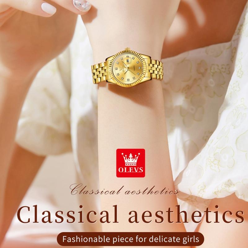 Women Luminous Diamond Quartz Watch - Waterproof - Gold 4