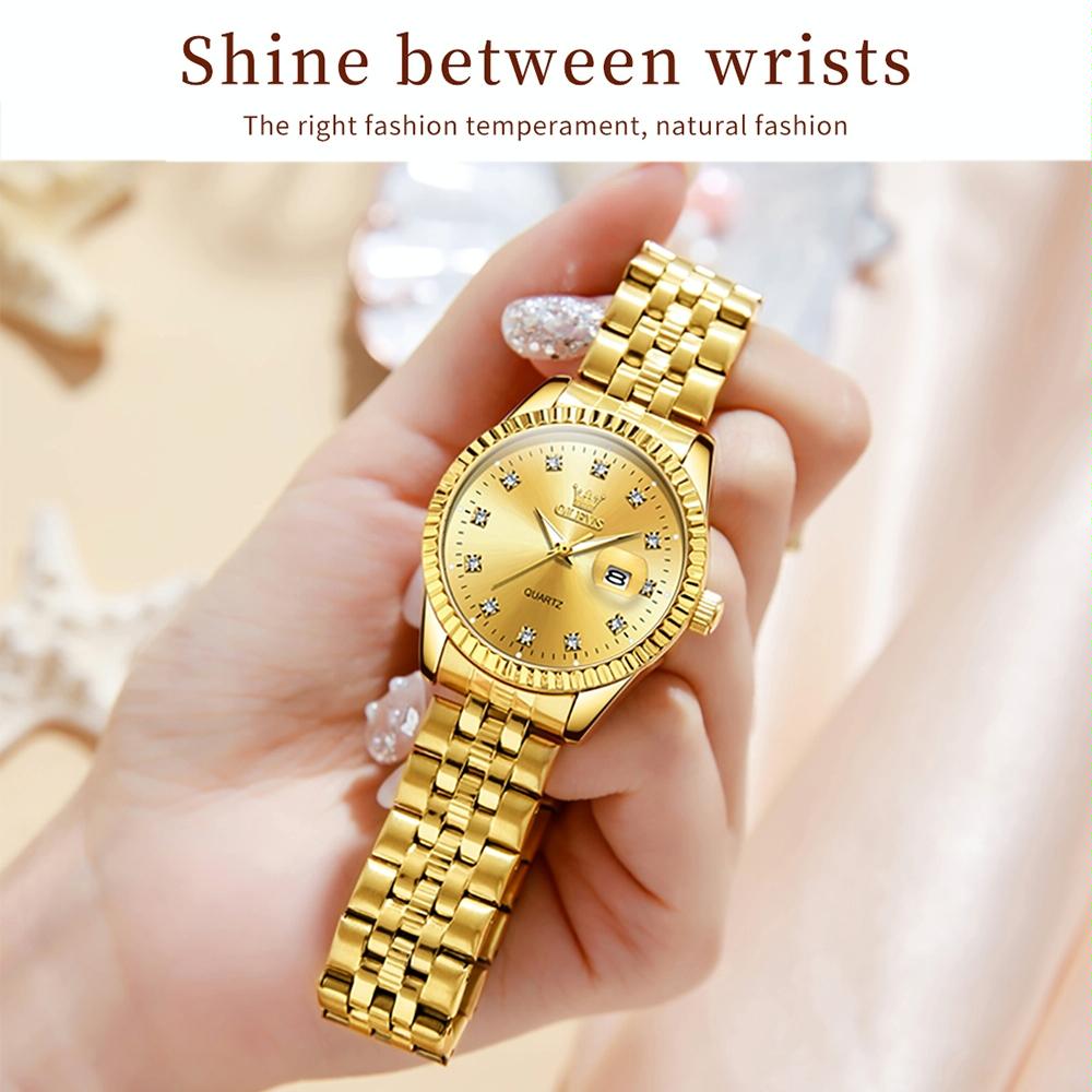 Women Luminous Diamond Quartz Watch - Waterproof - Gold 5