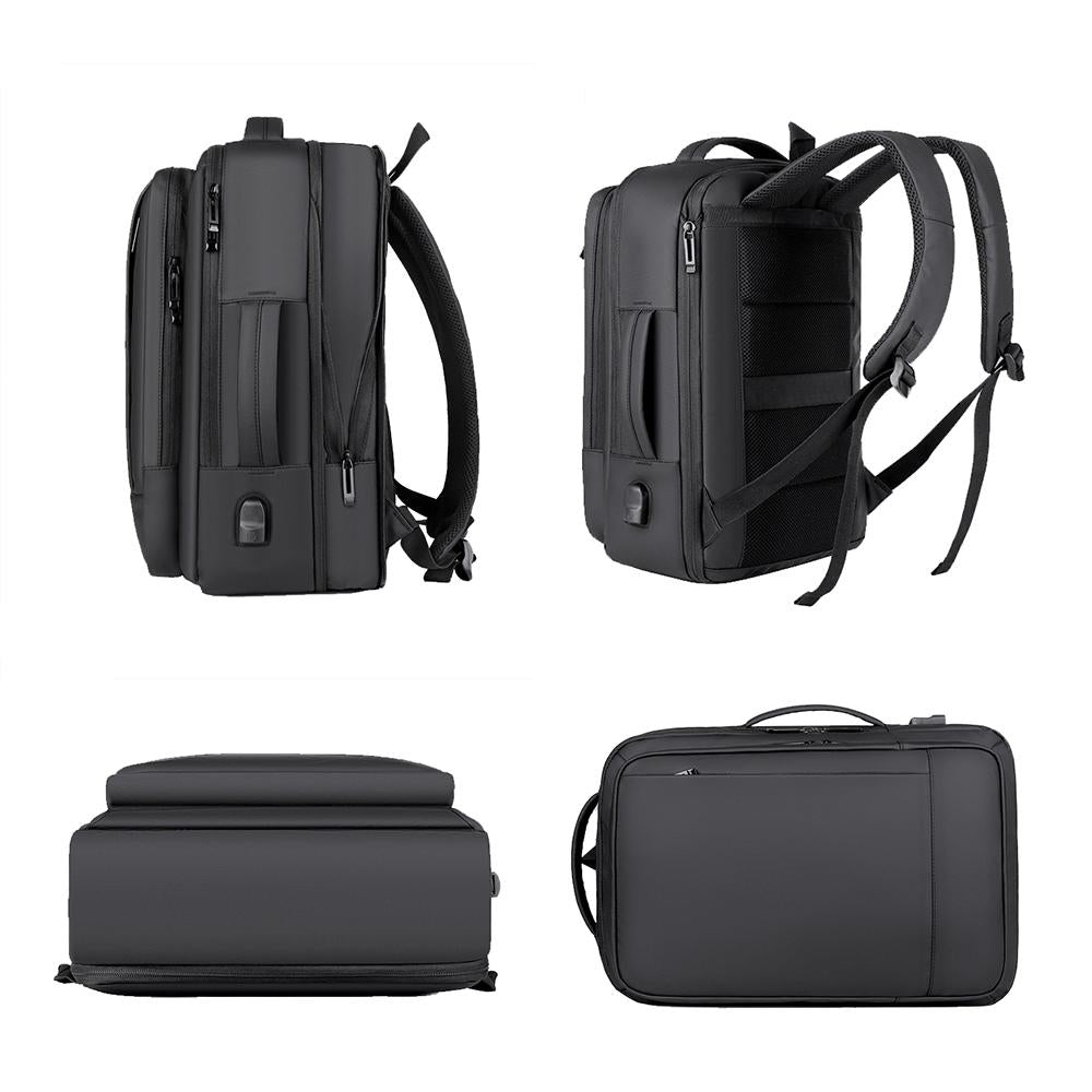 Waterproof Expandable Laptop Backpack with Usb Port - Black 3