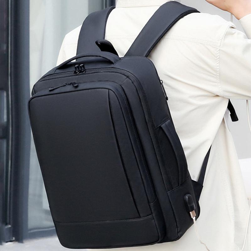 Waterproof Expandable Laptop Backpack with Usb Port - Black 5