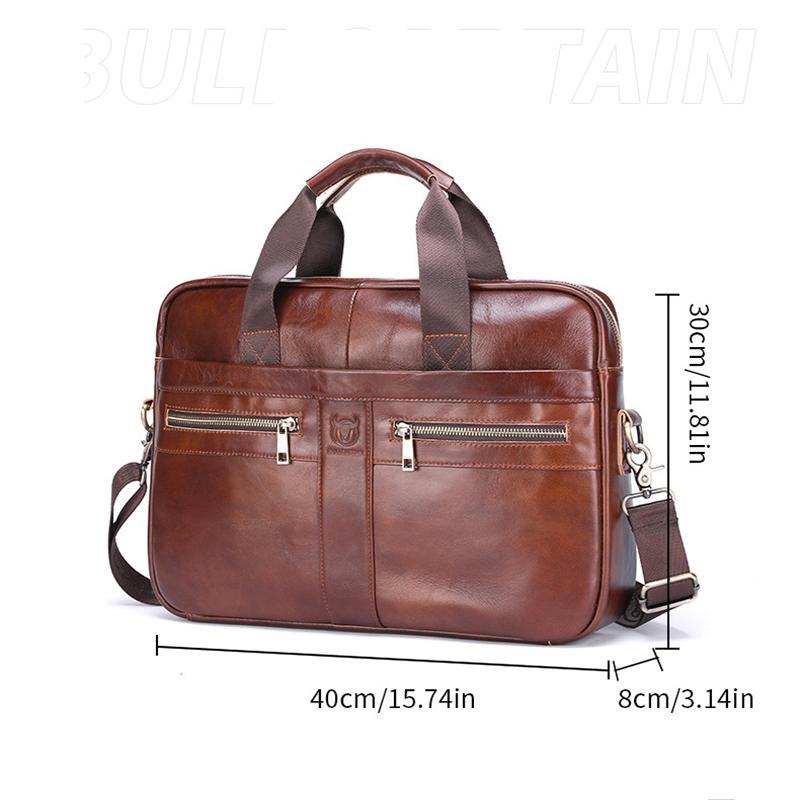 Large Capacity Retro Cowhide Briefcase - Black 3