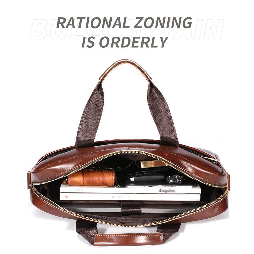 Large Capacity Retro Cowhide Briefcase - Black 5