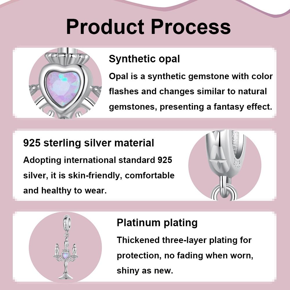 925 Sterling Silver Retro Pattern Candlestick Pendant In 4