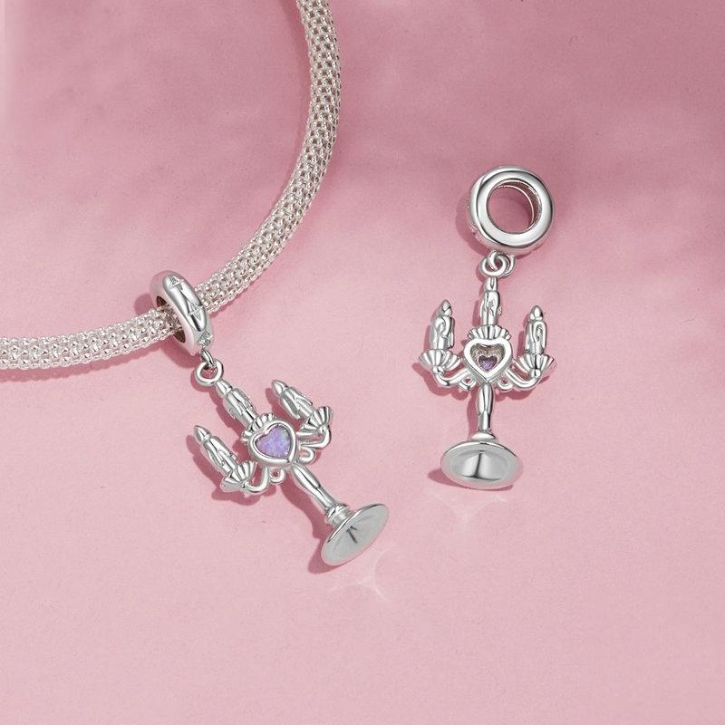 925 Sterling Silver Retro Pattern Candlestick Pendant In 5