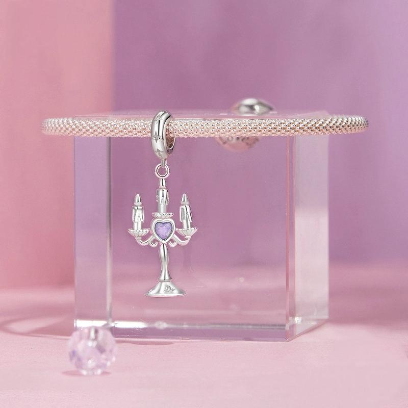 925 Sterling Silver Retro Pattern Candlestick Pendant In 6