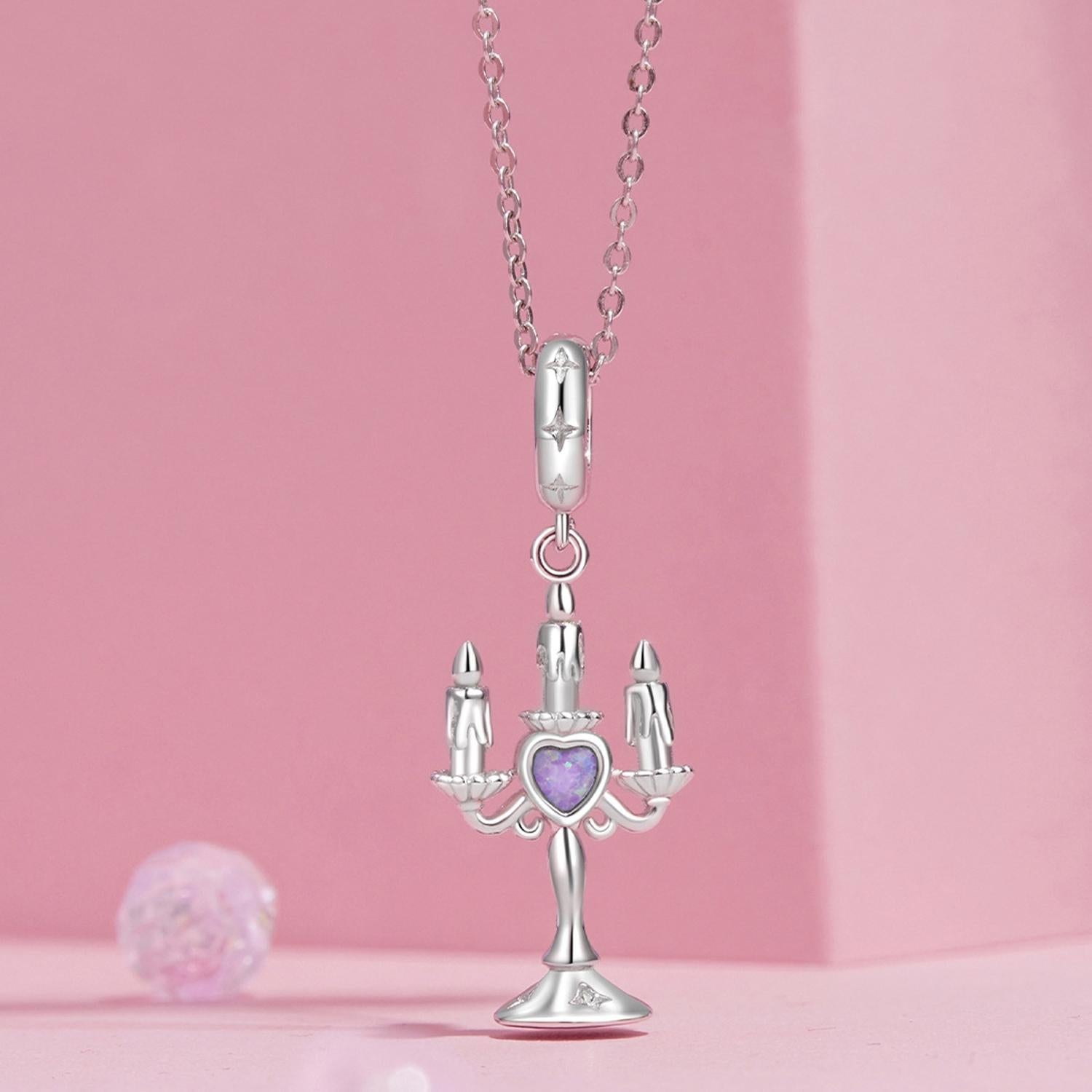 925 Sterling Silver Retro Pattern Candlestick Pendant In 7