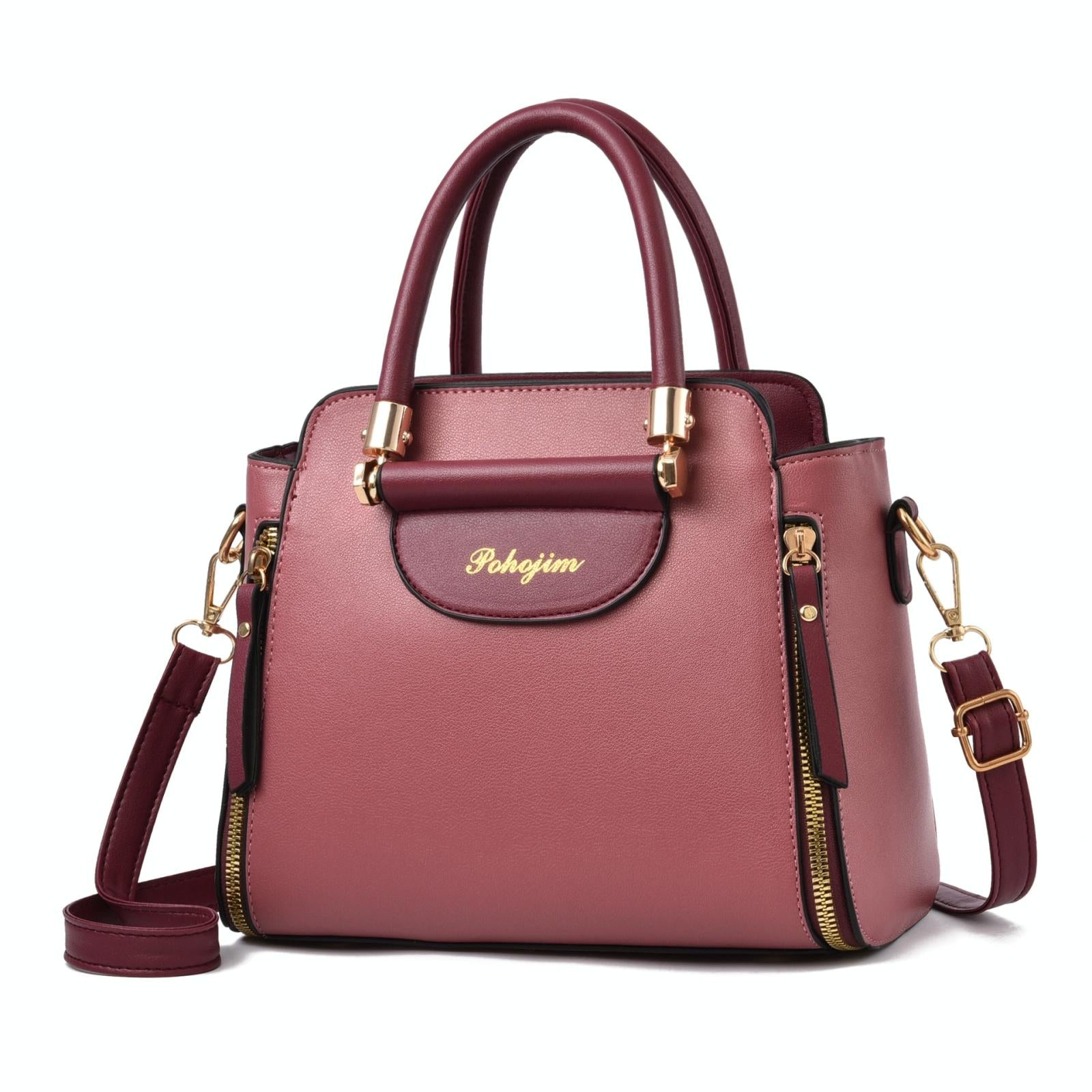 Contrast Material Ladies Handbag - Red
