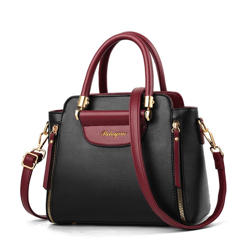 Contrast Material Ladies Handbag - Red 12