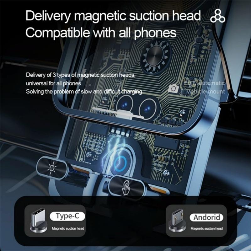 Wireless Car Charger with Infrared Sensor and Aluminum Bracket - Transparent Black 5