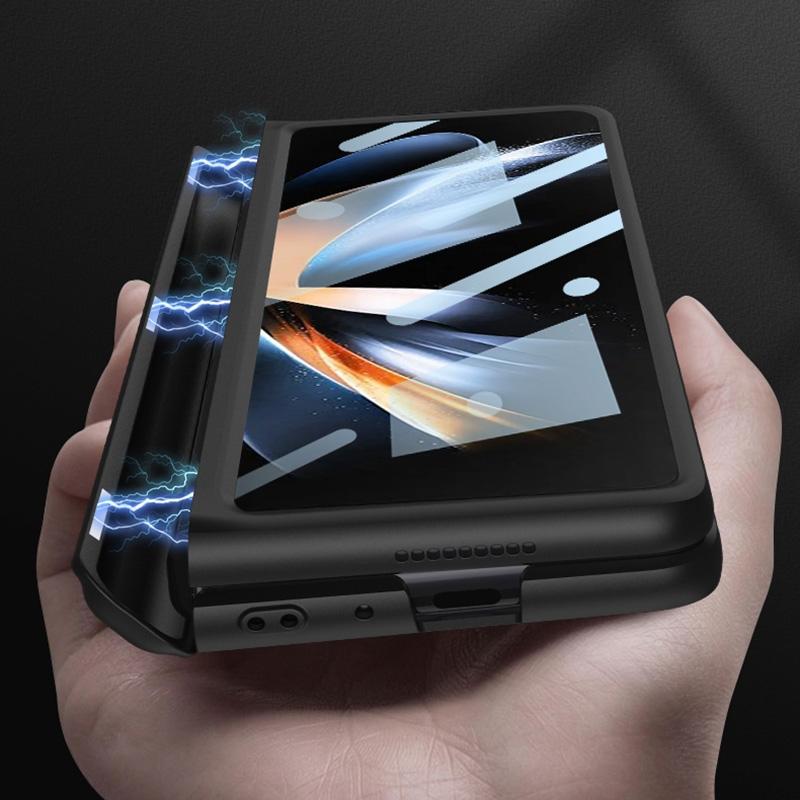 For Samsung Galaxy Z Fold4 5G Foldable Magnetic Flip Case With Holder & Pen Slot - Gkk - Grey 5