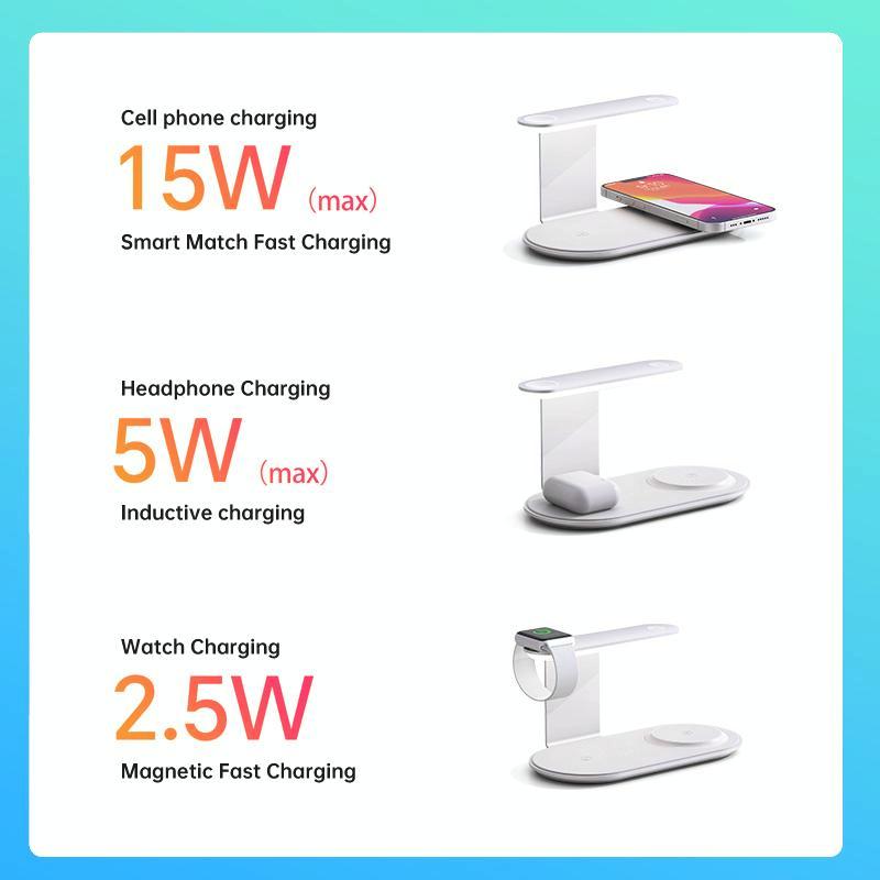 3 In 1 Wireless Charger With Night Light 15W - Black 7