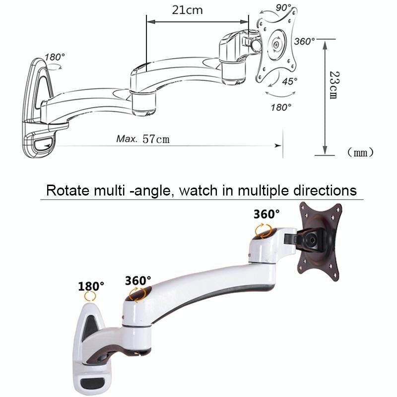 White Dual-section Telescopic Monitor Stand - Wall-mounted 4