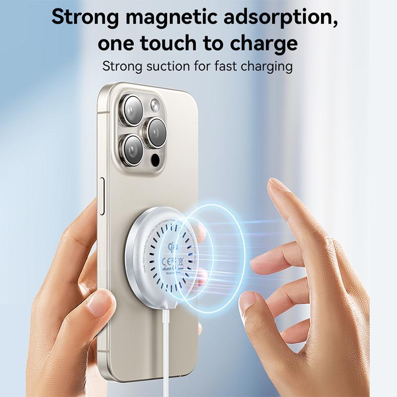 15W Magnetic Fast Wireless Charger White 5