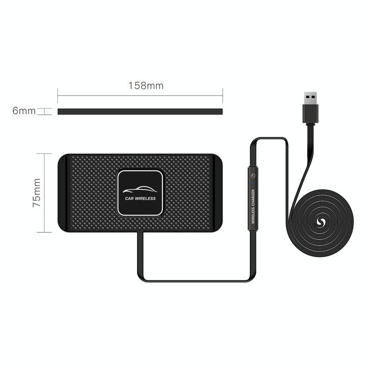 15w Car Wireless Charger with Anti-skid Mats and 1m Usb Cable - Black 3