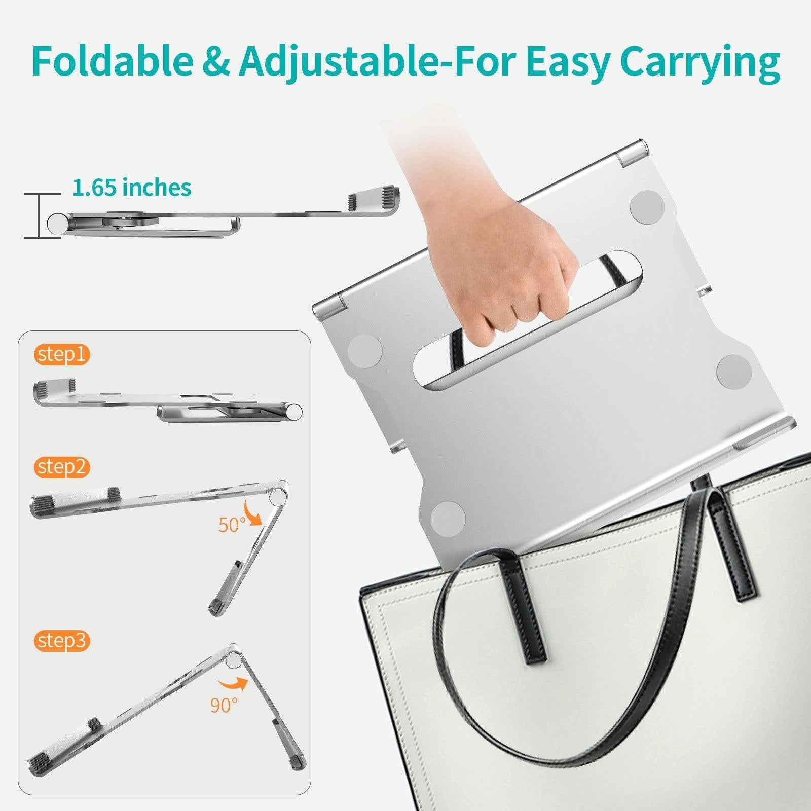 Foldable Laptop Stand - Aluminum Alloy Silver 5