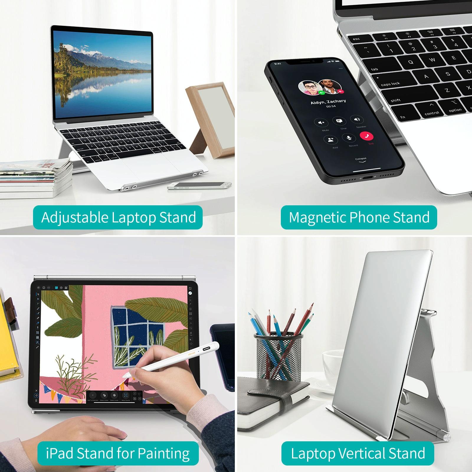 Foldable Laptop Stand - Aluminum Alloy Silver 7